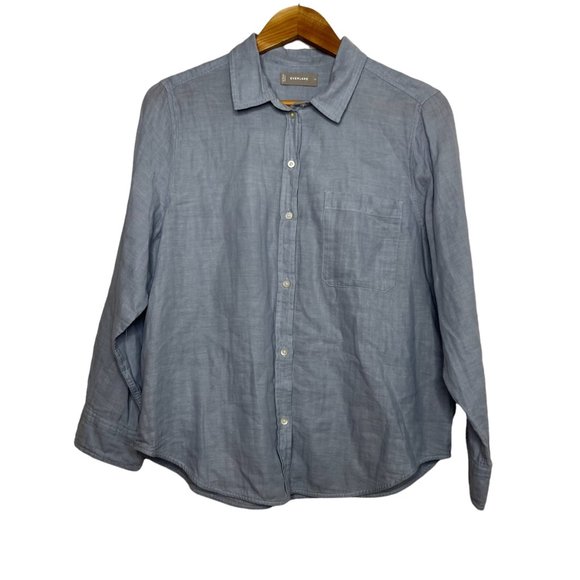 Everlane Girls Blue Button Down Casual Shirt Size 14 - Picture 1 of 8